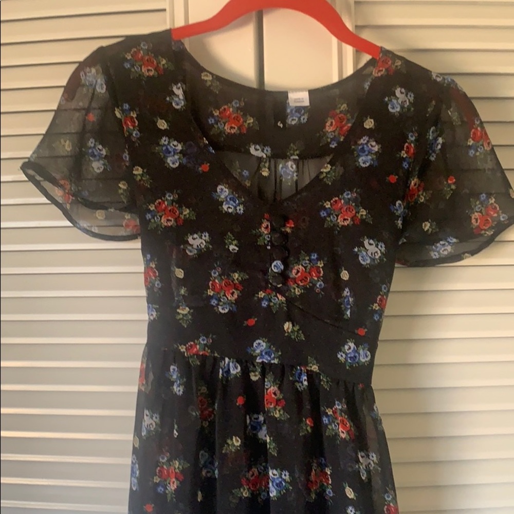 Vintage H&M Rockabilly Goth Rose print Dress